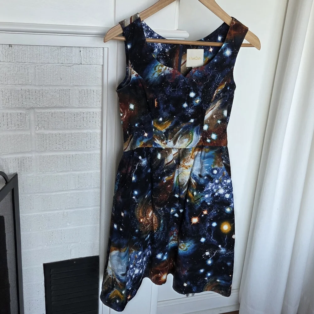 modcloth skater dress ModCloth Blue Floral Skater Button Front Dress Women's 1X 1XL Sundress  Pockets